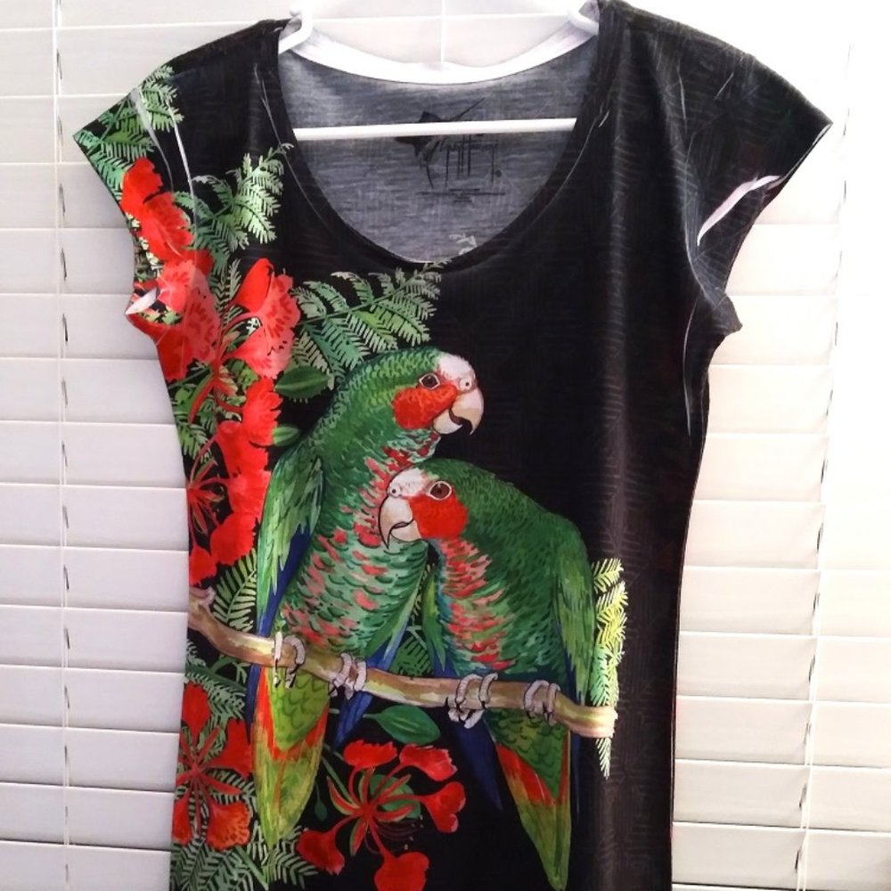 Guy Harvey Womens Tropical Parrot Dress - Size small , Knee length, Casual